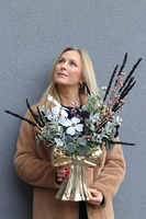 Kokarda Gold&Black, świąteczny stroik w kokardzie