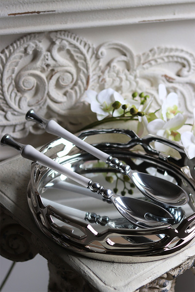 aluminiowe łyżki do sałaty White