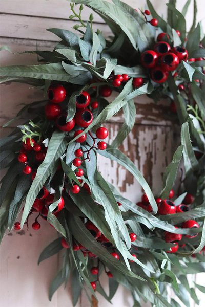 Eukaliptusowy, świąteczny wianek ozdobny, śr.46cm