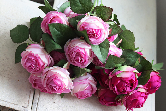 bukiet różowych róż, Rossamano, 21szt, dł.53cm