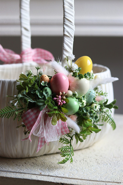 Pastelis, dekorowany koszyczek wielkanocny