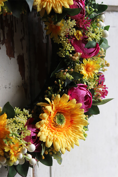 kolorowy wianek, Słoneczny Gerbery, śr.38cm 