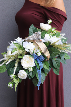 Kwiatana Angels, dekoracja nagrobna na plastrze drewna, wym.24x50cm