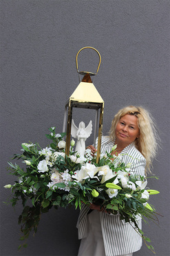 Angelo Garden Premium 3, lampion nagrobny z kwiatami, wys.112cm