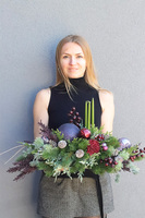 Fioletowa Zima, adwentowy stroik ze świecami na tacy