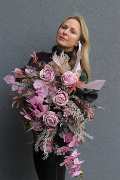 Prometia, elegancka wiązanka nagrobna, dł.70cm