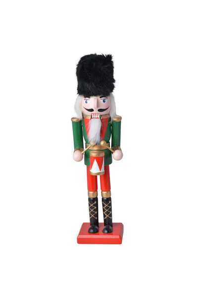 Nutcracker, figurka drewniany dziadek do orzechów, zielono-czerwony, wys.7.5x6.5x30.5cm Nowy obraz