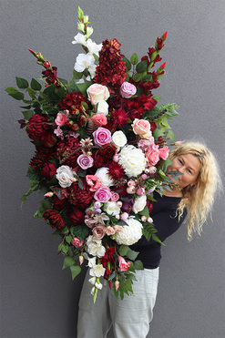 Burgundia, ogromna wiązanka nagrobna, dł.110cm