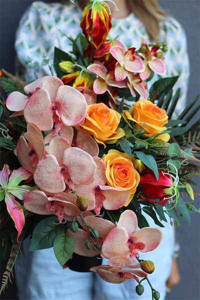 Orchida, bukiet nagrobny we wkładzie, dł.62cm