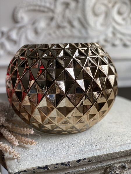 Rozetia B, elegancki szklany wazon, złoty