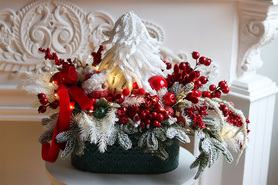 OD RĘKI Klasyka Zimowa, świąteczna choinka z dekoracją LED, wym.40x50x28cm 