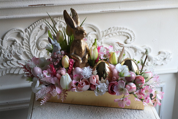 Złoty Zając Pink, stroik wielkanocny