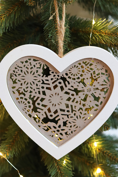 Merry Xmas, drewniana zawieszka serce