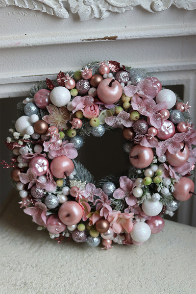 Pastelowy Czar Zimy 2, świąteczny wianek dekoracyjny