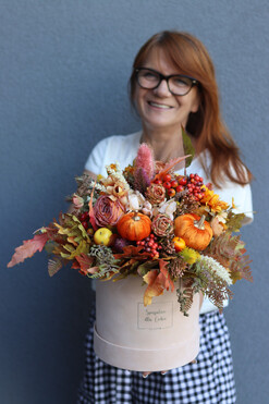 Moko Autumn 3, welurowy flowerbox jesienny, wys.39cm