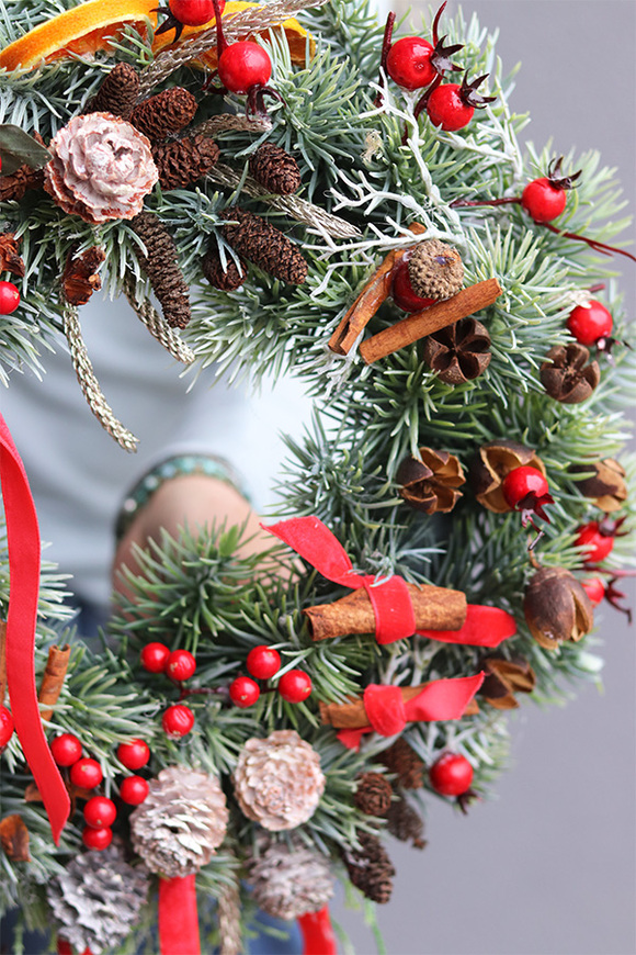 Ewela, wianek ozdobny / stroik dekoracyjny, śr.30cm