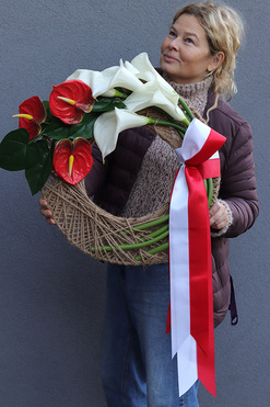 OD RĘKI Polonijny, wianek patriotyczny na drzwi, rozp.50cm