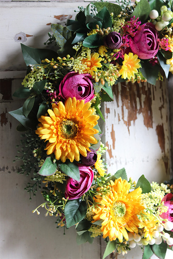 kolorowy wianek, Słoneczny Gerbery, śr.38cm 