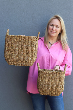 Bali Basket D, pleciony kosz osłonka z trawy morskiej, kpl.2szt