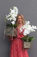 Silver Como Big, sztuczny storczyk w donicy na stojaku