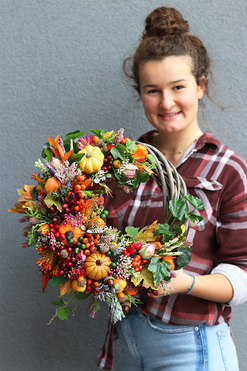 Jesień w Twoich progach, elegancki wianek na drzwi, wym.38cm 