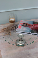 szklana patera na posrebrzanej nodze, Agnieszka, wym.12x34cm