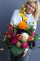 Colorro, nowoczesny bukiet nagrobny we wkładzie, dł.62cm