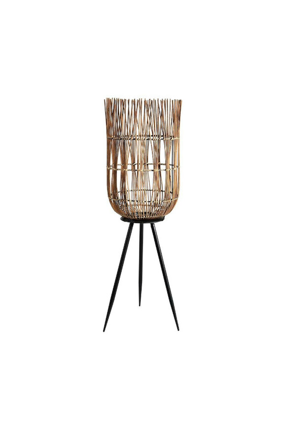 Etno, lampion drewniany na stojaku