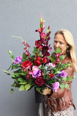 Bordonetia, jesienny bukiet nagrobny we wkładzie, dł.