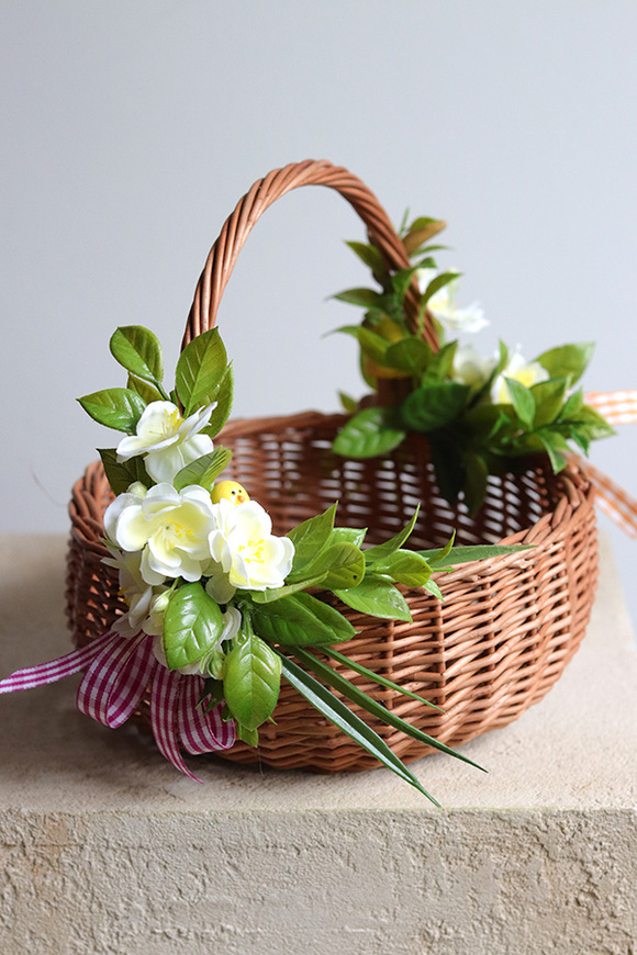 Franciszka, dwustronnie dekorowany koszyczek wielkanocny