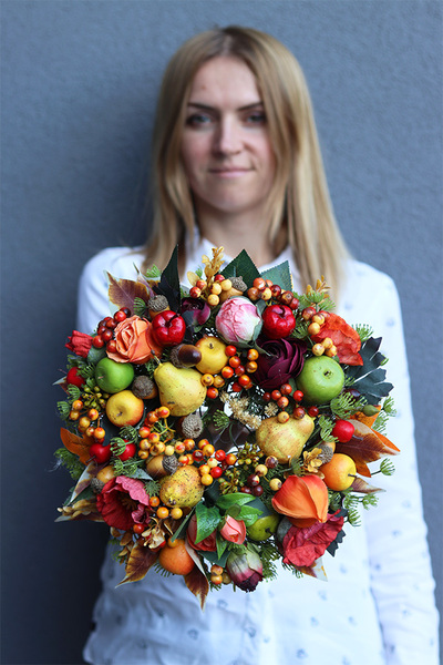 Gruszki Jesienne, jesienny wianek z owocami