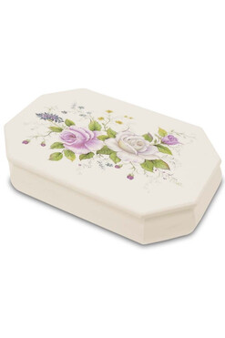 Romantic Roses, szkatułka na biżuterię z przegródkami, wym.5x22x14cm 