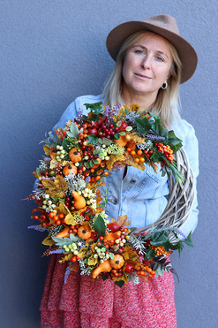 Jesień Big, jesienny wianek z owocami, rozp.60cm 