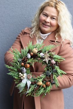 Naturalne Kolory, zimowy wianek na drzwi, śr.33cm