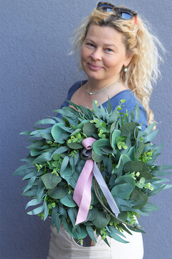 Gedrua 2, zielony wianek na drzwi, śr.35cm