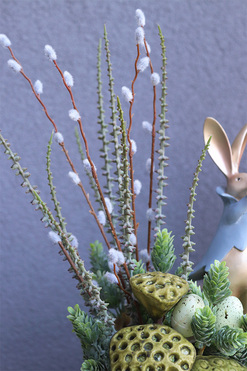 Zając Trębacz, stroik wielkanocny z zajączkiem, wys.42cm 