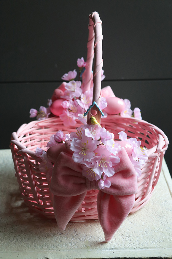 Sweet Pink, dwustronnie dekorowany koszyczek wielkanocny