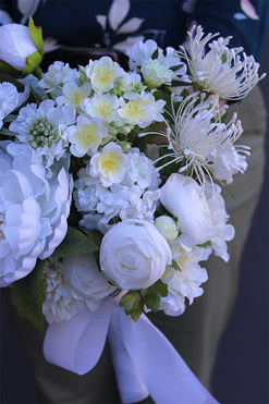 Wedding White A, biały bukiet kwiatów, wys.40cm