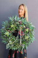 Boho Gretra Big, zielony wianek z eukaliptusem, śr.55cm