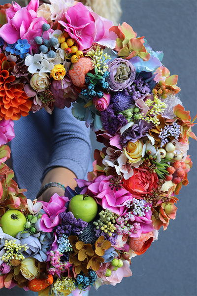 efektowny tęczowy wianek, Ideal, śr.50cm  