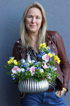 Polska Kurka, stroik wielkanocny z kurą, wym.33x49x30cm