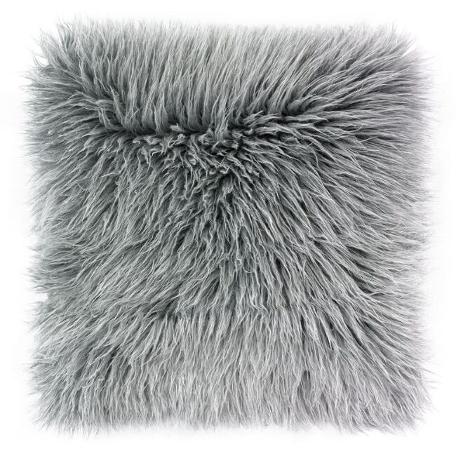 Fluffy Alpaka, poduszka dekoracyjna z futerkiem, szara, wym.50x50cm