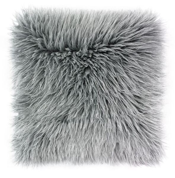 Fluffy Alpaka, poduszka dekoracyjna z futerkiem, szara, wym.50x50cm