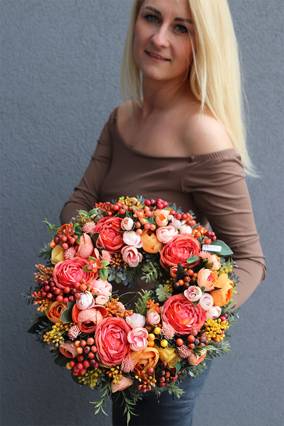 dekoracyjny wianek na drzwi, Orangis, śr.35cm 