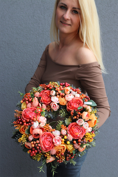 dekoracyjny wianek na drzwi, Orangis, śr.35cm 