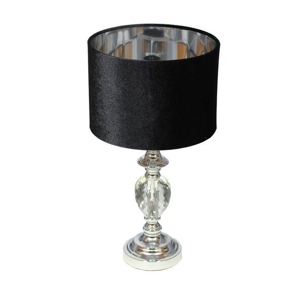 Gentil Simple, lampa stołowa glamour, czarny welur, wys.47cm