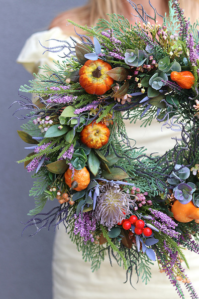 Pumpkins New, jesienny wianek na drzwi, śr.35cm