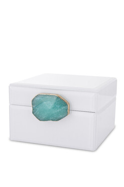 Agat Blue C, szklane puzderko szkatułka, wym.8x12x13cm