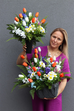 Wera New 4, bukiet nagrobny we wkładzie do wazonu, dł.55cm 