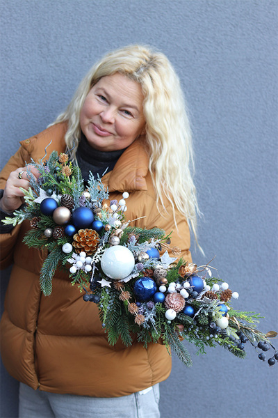 Dark Blue Eveline, girlanda zimowa stroik na ścianę